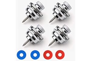 Miwayer Guitar Strap Locks Round Head Heavy Duty Metal Security Straplock, 4 Strap Button & 4 Rubber Block for Electric Acoustic Guitar, Ukulele