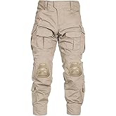 MERJAZ Men’s Tactical Pants with Knee Pads Waterproof G3 Combat Pants Camo Cargo Pants with 10 Pockets No Belt