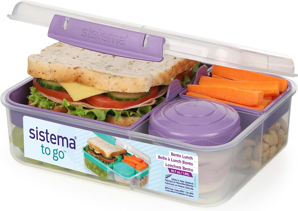 Sistema TO GO Bento Lunch 1.65 L Misty Purple with Compartments Snack Pot