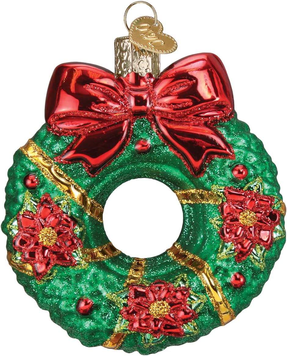 Ornaments - Old World Christmas Christmas Wreath Glass Blown Ornament for Christmas Tree