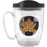 Tervis Made in USA Double Walled Checkerboard Fall Leaf Orange Insulated Tumbler Cup Keeps Drinks Cold & Hot, 16oz Mug, Orange