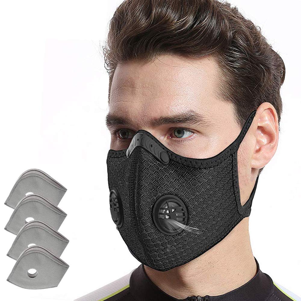 Aoperk Dust Mask, Dust Mask With 4Pcs Additional Activated Carbon Filter, Washable And Reusable Breathable Mask For Pollen Allergy, Woodworking Mowing, Running, Cycling, Outdoor Activities