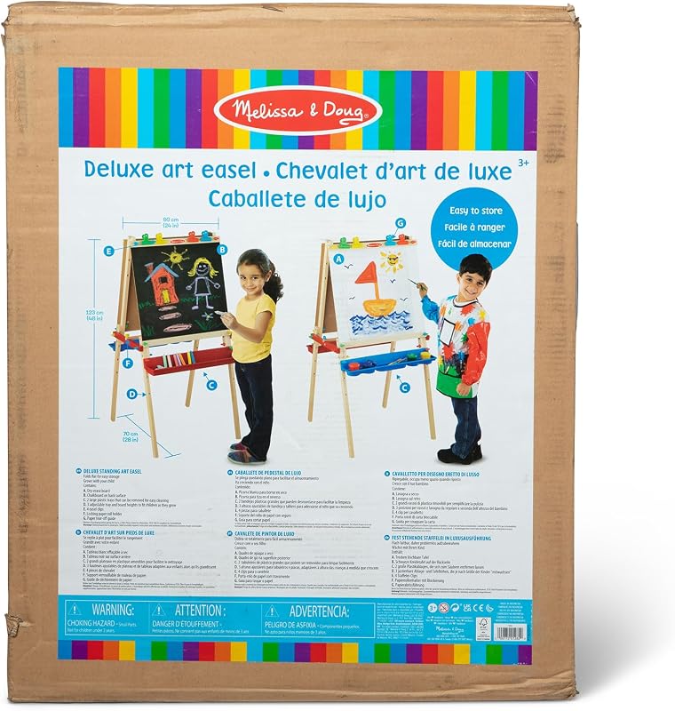 Melissa & Doug - Staffelei aus Holz, Malstaffelei für Kinder mit Kreidetafel, Zubehör separat erhältlich, für Kinder ab 3 Jahren