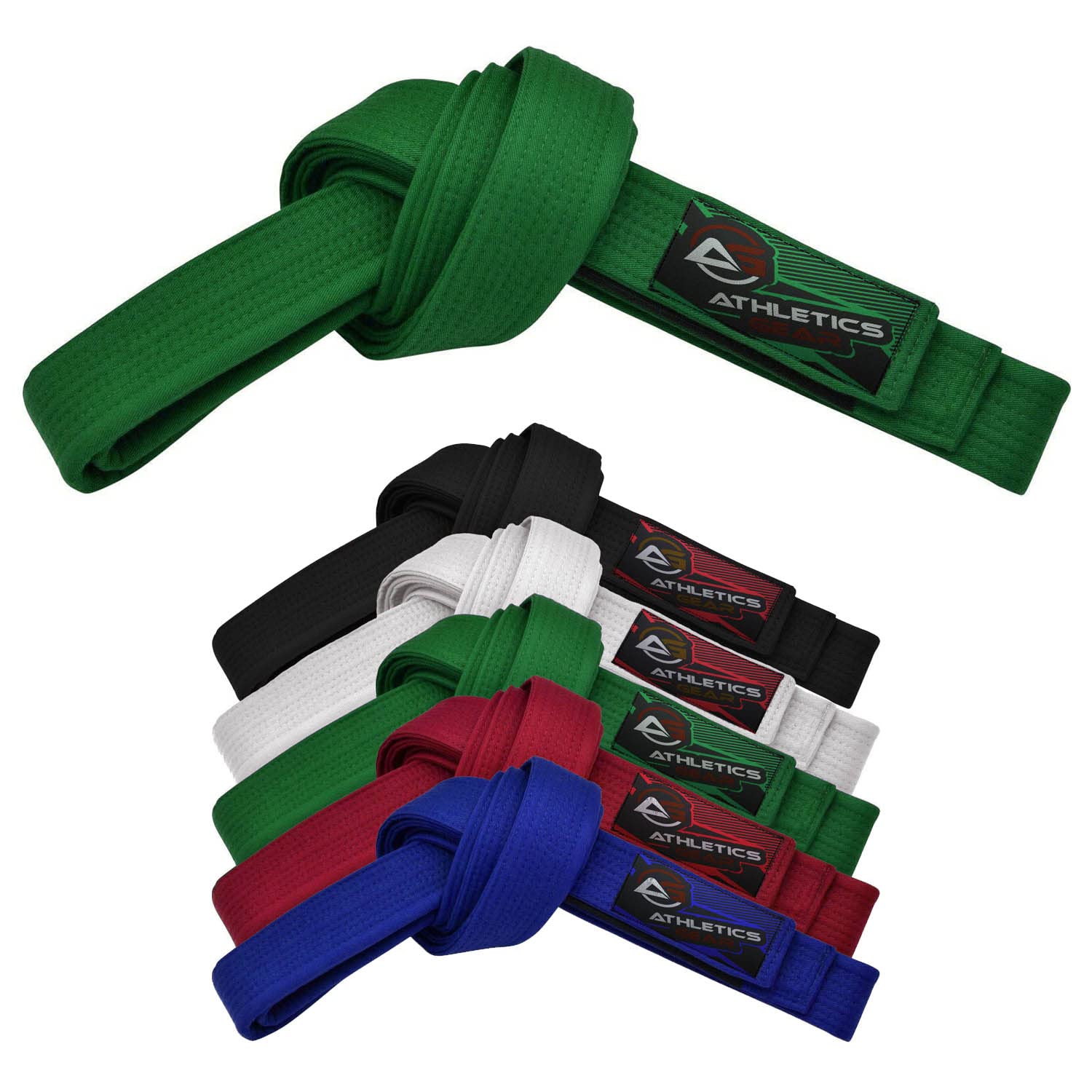 Athletics Gear AG Martial Arts Karate Belt, 100% Cotton with Multiple Stitching Belts for BJJ, Judo, Taekwondo and Karate (Green, 300cm)