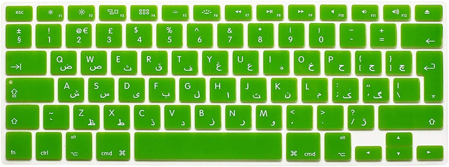 for MacBook Pro Air 13 15 17 Unibody Arabic Letter UK EU Silicone Keyboard Cover Skin Sticker Film for Mac Book Retina 13,Green