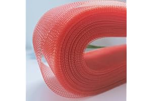 Warmadorn 4 Inch 50 Yard Stiff Polyester Horsehair Braid for Polyester Boning Sewing Wedding Dress Dance Skirt Gowns Shaping Trimming Accessories (4inch, red)