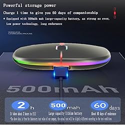 Wireless Bluetooth Mouse,LED Dual Mode Rechargeable