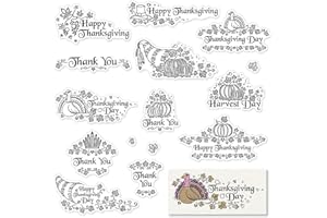 ABTOLS Thanksgiving Autumn Clear Sentiment Stamps for Card Making and Photo Album Decorations, Fall Pumpkin Animal with Sentiment Words Silicone Stamps for Card Making Decoration and DIY Scrapbooking