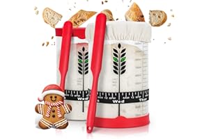 Sourdough Starter Jar Kit 2Pack, 40OZ Large Sourdough Starter Kit With Thermometer Strips & Scraper, Sourdough Bread Baking S