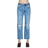 Pistola Women's Cassie Super High Rise Straight Crop Jeans (Bushwick Distressed, 28)
