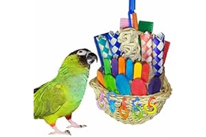 SUPERBIRD Super Bird Creations SB669 Wicker Foraging Basket Bird Toy for Ringnecks, Medium Conures, Quakers, Caiques, Pionus, Senegals - Crunchy Multi-colored Textures - Medium Bird Size, 10” x 4” x 5”