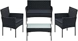 SONGMICS Garden Furniture Set Polyrattan Outdoor PE Wicker Black Grey GGF004B66