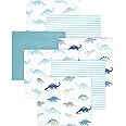 Little Treasure Hudson Baby Cotton Poly Flannel Receiving Blankets Multipack, Blue Soft Teal Dino, 30x30 inches