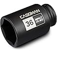 CASOMAN 1/2" Drive x 36 mm Deep 6 PT Impact Socket, CR-MO, 1/2-inch Drive 6 Point Axle Nut Socket for Easy Removal of Axle Sh