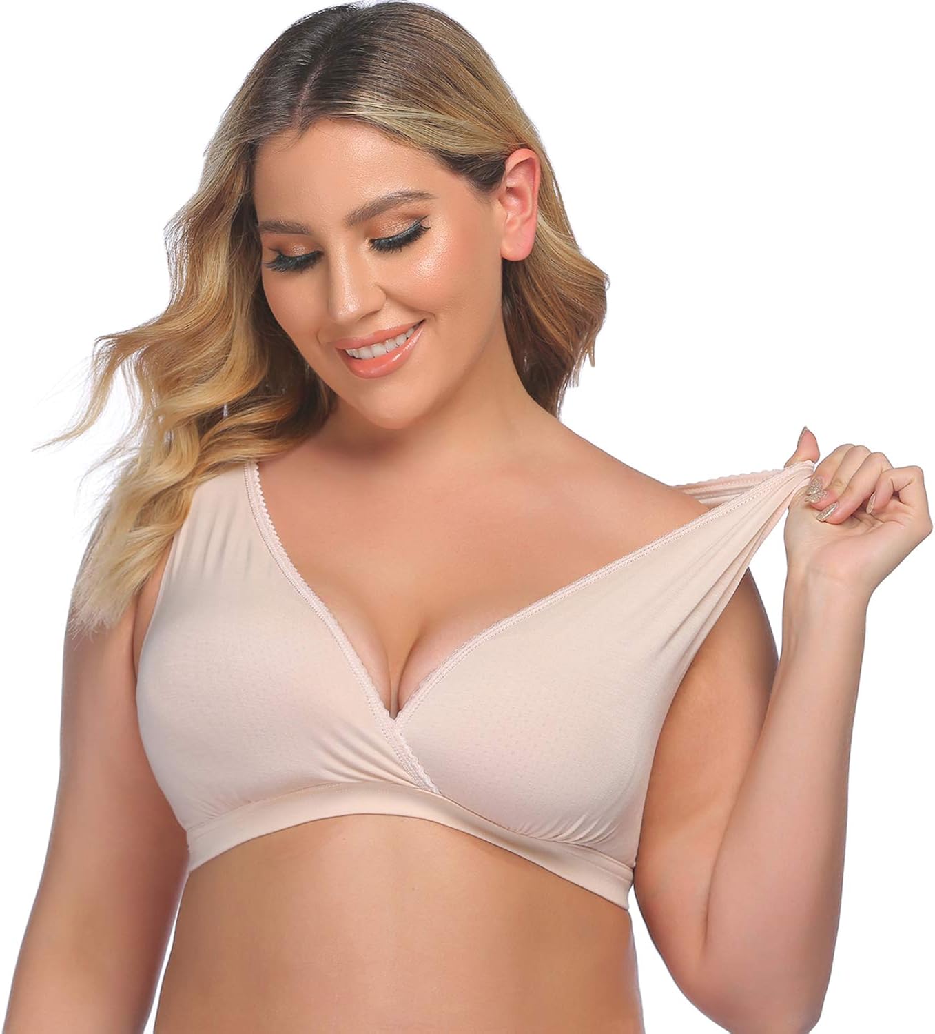 Ekouaer 2 Pack Nursing Sleep Bra Breastfeeding Bras Wireless Maternity Wide Band Shoulder Straps Bra at  Women’s Clothing store