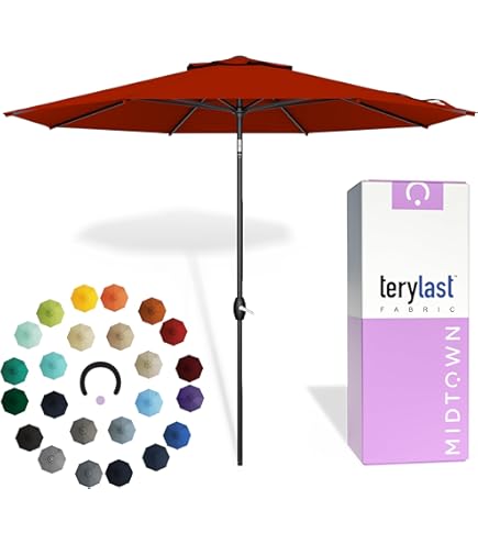 best patio umbrella non-fade Amazon.com : EliteShade USA 10-Year-Non-Fading 9Ft Market Patio Umbrella,  UPF 50+ UV Protection Performance Sun Umbrella, Heavy Duty Commercial Grade  Outdoor Table Umbrella with Crank & Tilt, Windproof Vented Top for Garden,