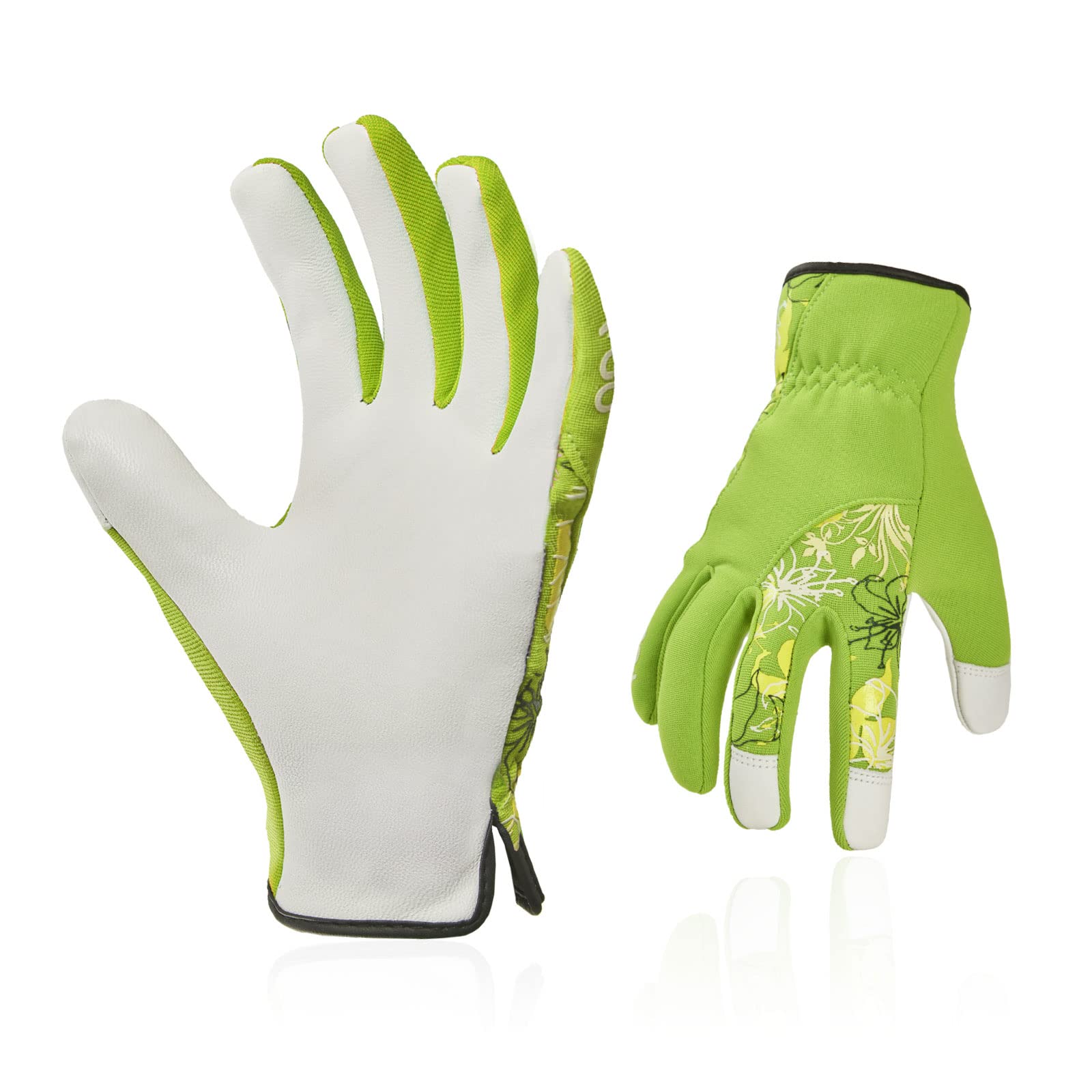 Vgo... Gardening Gloves Ladies, Safety Goat Leather Working Gloves,Thorn Proof Sratch protection,Anti-Slip(GA7444,Green,7/S,1Pair)