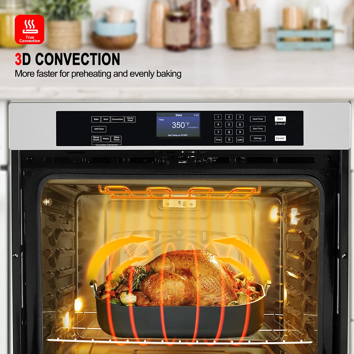 Electric Wall Oven, GASLAND Pro ES710TS Professional Built-in Oven 30 Inch 10 Functions, 5.0 Cu.Ft. Convection, Self-cleaning, Air Fry, Temperature Probe Included, 240V Hardwire, Stainless Steel