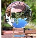 Clear Crystal Ball with Stand, MerryNine 3-1/5" /80mm Art Decor K9 Crystal Prop for Photography Decoration (3-1/5” DIA, K9 Clear)