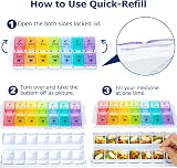 Yaklim Large Weekly Pill Organizer AM PM Push Button Bottom Fill 7 Day BPA Free view 4