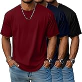 Evervibe 3 Pack Men's Big and Tall T-Shirts, Crew Neck Cotton Short Sleeve Tees Summer Side Slits Shirts Casual Basic Tops