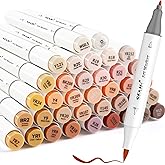 SFAIH Skin Tone Alcohol Markers Brush & Fine - 37 Portrait Color Permanent Markers for Adults/Teen/Artists/Creators, Blendable Art Markers for Coloring Sketch & Drawing & Illustration-Refillable Ink