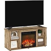 Furinno Jensen TV Stand, Entertainment Center, TV Console for TV up to 50 Inch with Fireplace, for Living Room, Bedroom, Flag