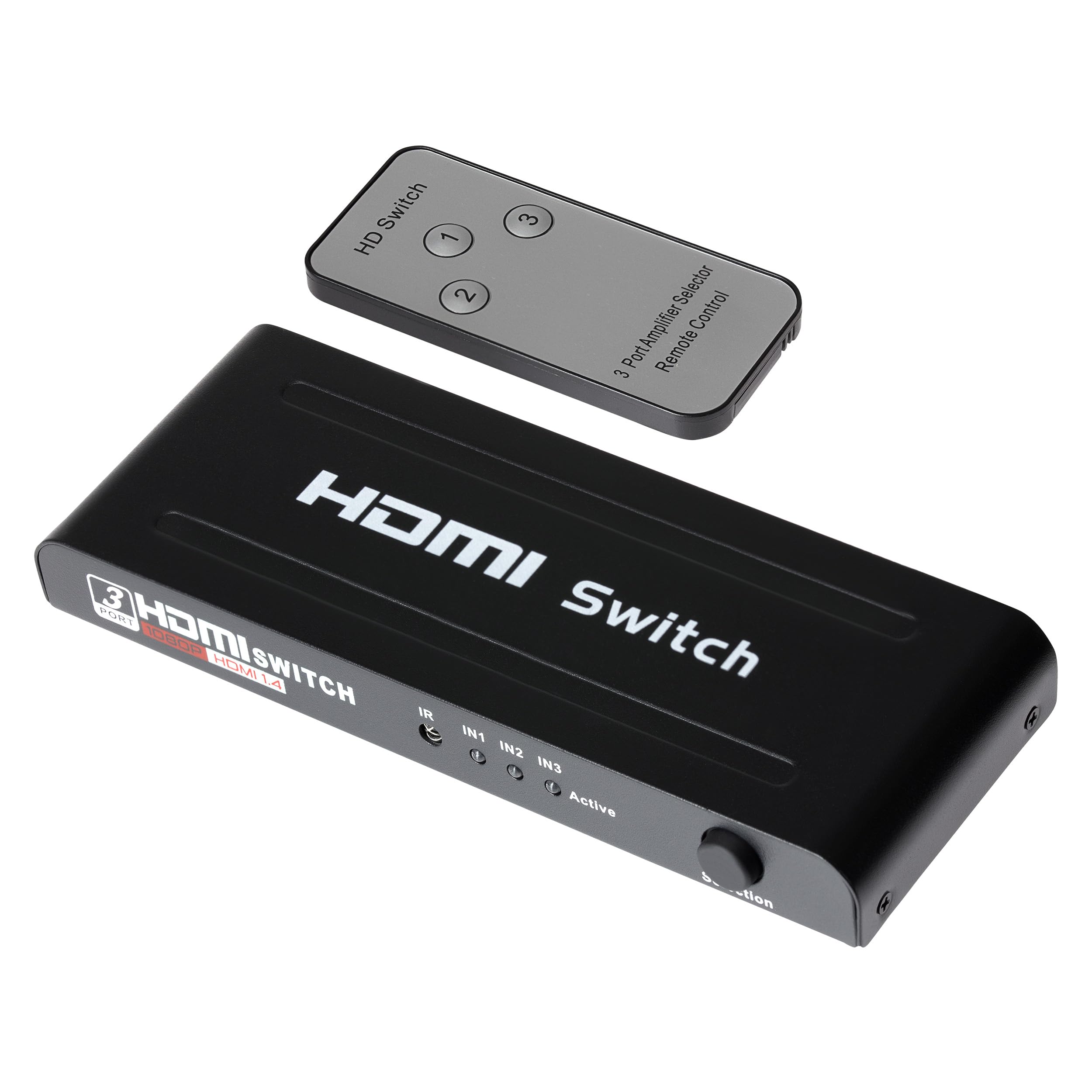 Maplin HDMI Switch 3 in 1 Out, Aluminium 4K@30Hz Ultra HD HDMI 2.0 Switcher with Remote, Compatible with TV Box, PS5/4, Xbox, Roku, Laptop, HDTV, Projector, Monitor