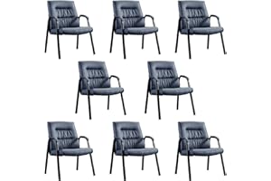 BoisKom Big&Wide Office Guest Reception Chair Set of 8, Conference Room Chairs Waiting Room Chairs 8 Pack, Modern Leather Office Desk Chair No Wheels(Navy Blue)