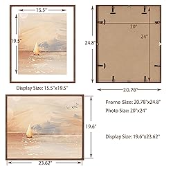 20x24 Picture Frames, Rustic Solid Oak Wood Frame