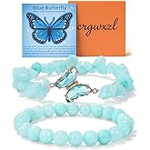 Crgwxzl Butterfly Bracelets for Women Healing Crystals Stone Bracelets Natural 8mm Amethyst Gemstone Beads Stretch Bracelet Butterfly Charms Women Jewelry Gift