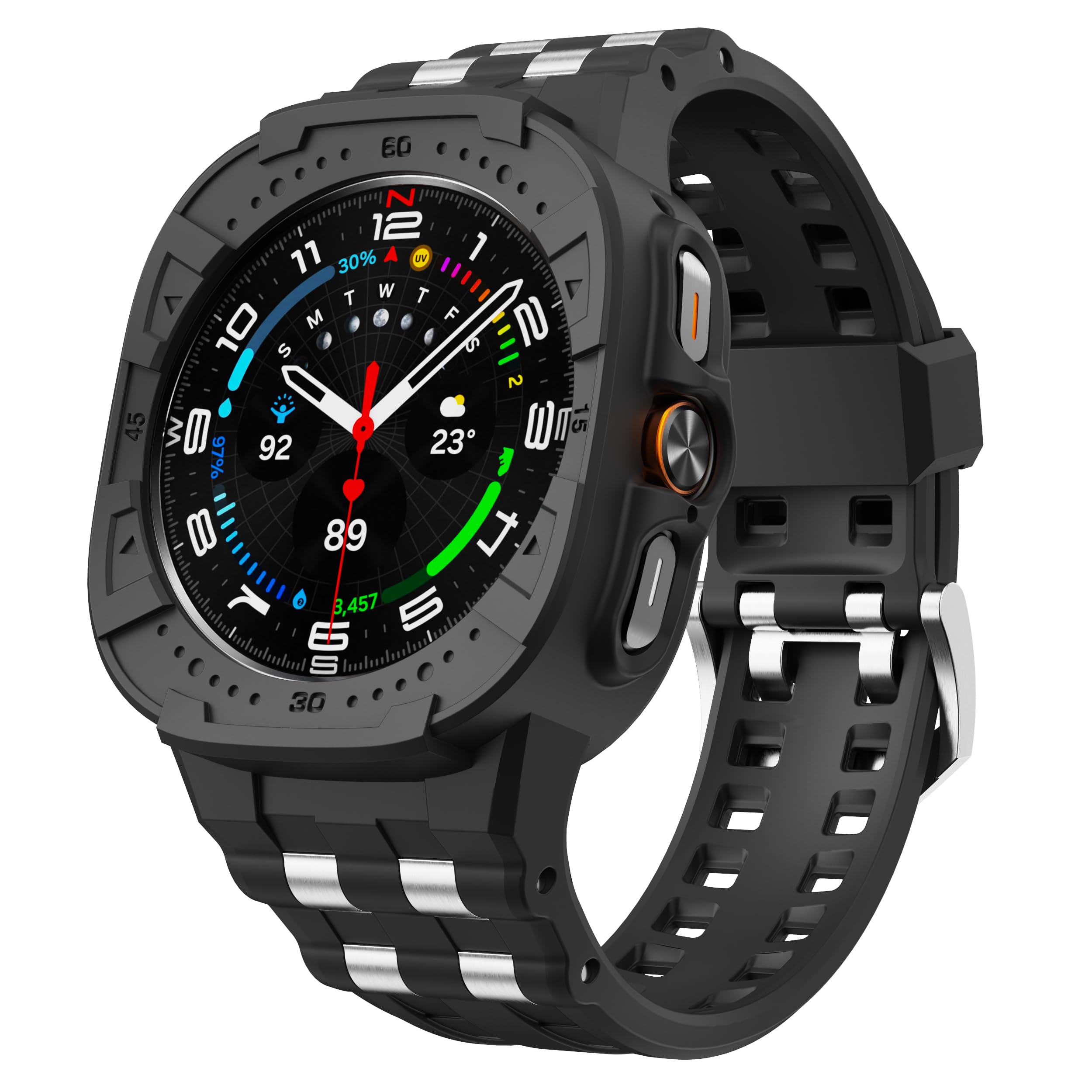 Photo 1 of T-ENGINE Watch Band Compatible with Samsung Galaxy Watch 7 Ultra 47mm Band with Case,Rugged Galaxy Watch Ultra Band with Protective Case (Black)