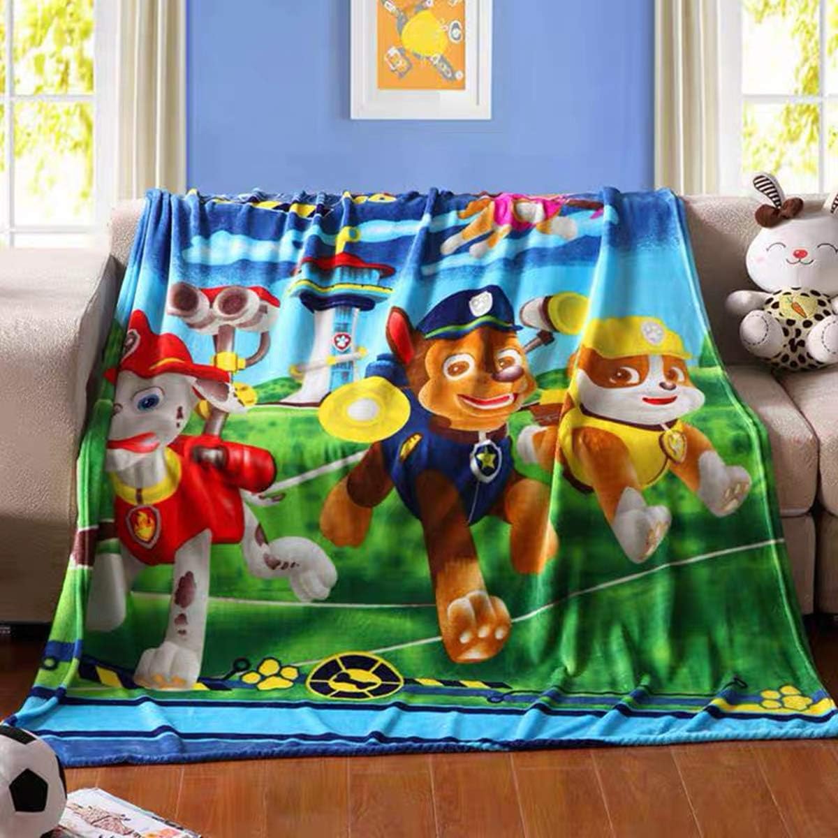 Fleece Throw Blanket Plush Sheet for Kids 59” x 79” Fleece Soft Warm Throw Fuzzy Blanket for Bed Couch Chair Fall Winter Spring Living Room (Nickelodeon Paw Patrol)…