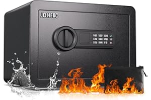 AUTIGERSAFE Jo Hero Small Safe Box,Fire Proof Safe for Home Documents,Money,Cash, 0.8 Cubic Feet Personal Home Safe Box with Fireproof Waterproof Bags, Digital Keypad Gun Safe Box for Office House Travel Car