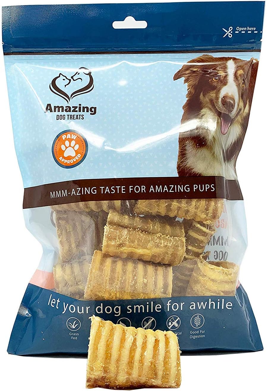 Amazing Dog Treats 3-4 Inch Beef Trachea (12, 25, and 50 Pack) -Premium Dog Chews- Great for Small Size Dogs - Excellent Source of Glucosamine and Chondroitin- Great Breeds
