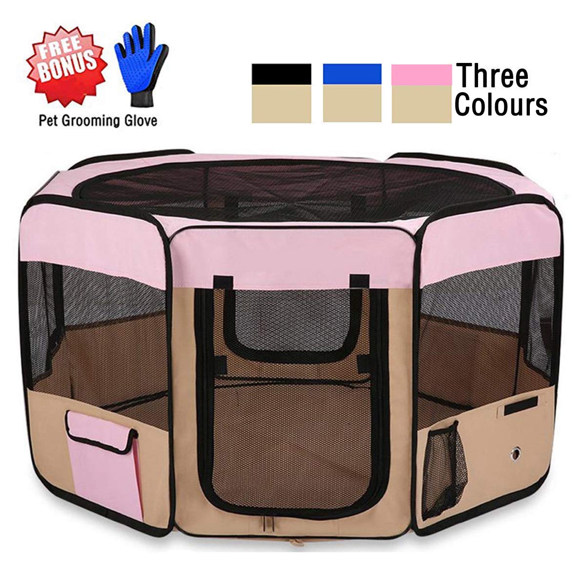 ZuHucpts 36" Zipper Sealed Bottom Medium Indoor/Outdoor Dog Pet Playpen