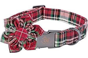 Elegant little tail Flower Christmas Dog Collar for Female or Male Dogs, Gift Pet Collar Adjustable Dog Collars for Medium Dogs