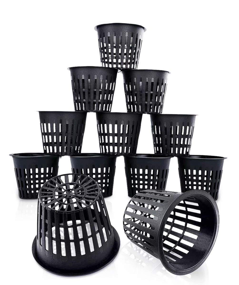 YYUWEI Hydroponic Planting Mesh Pot Net Plastic Garden Net Cup Pots Basket for Hydroponics Garden Balcony Planting(12pcs, Black)