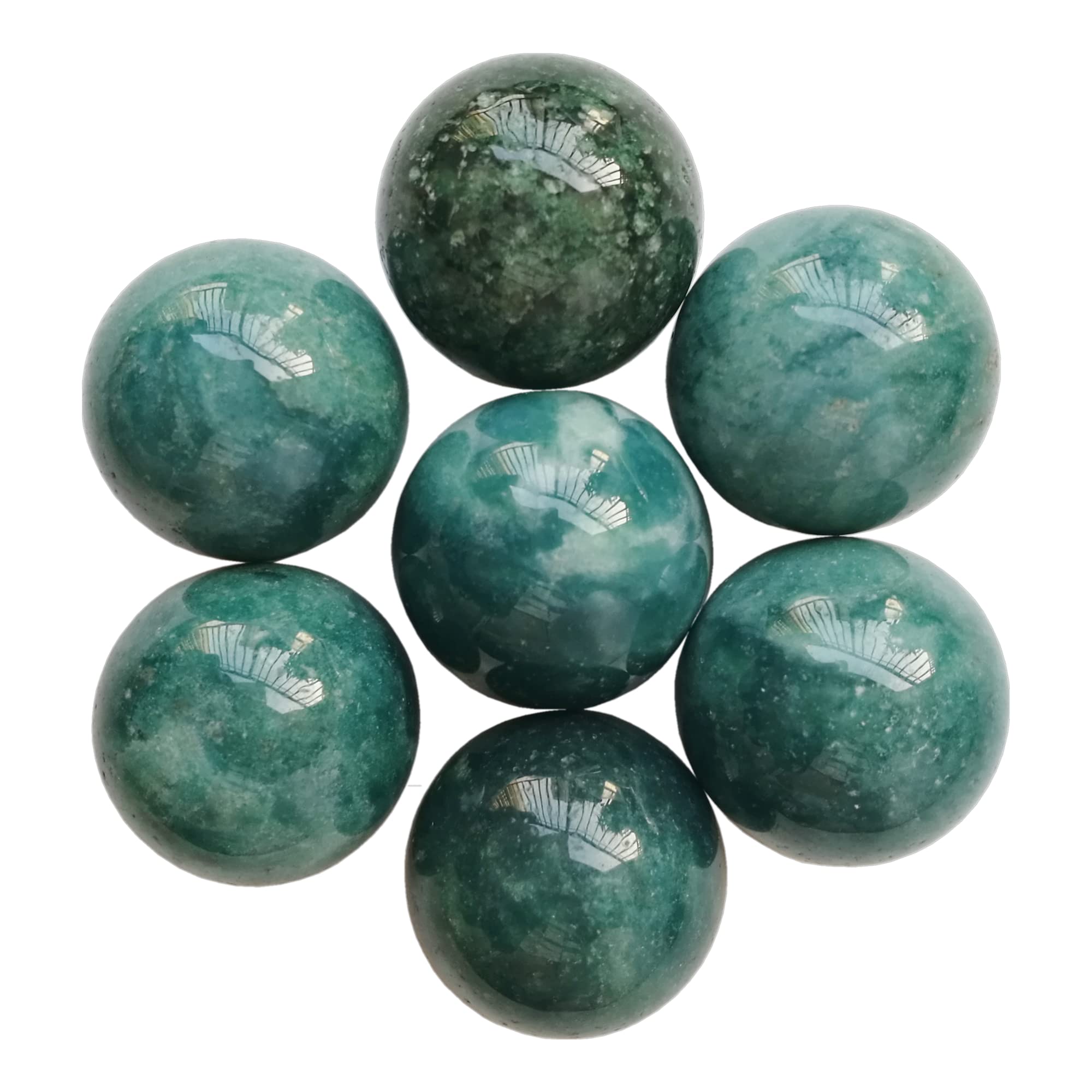 Manekieko 7 Pcs Natural India Agate 2cm Crystal Sphere Ball Set,Feng Shui Chakra Aura Home Desk Decor Decorative Collection