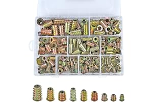 PGMJ 200 Pcs 9 Size M4/M5/M6/M8/M10 Nut Inserts - Zinc Alloy Hex Socket Drive Metric Screw Inserts Assortment for Wood, Bolt Fastener Connector for Wood Furniture