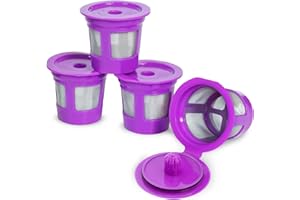 Perfect Pod 1-Stream Cafe Save Reusable K Cup Pod Coffee Filters - Refillable Coffee Pod Capsules with Built-In, Integrated Mesh Strainer for use with Keurig & Select Single Cup Coffee Makers, 4-Pack