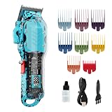 Tuanchuanrp Professional Hair Clippers for Men, Cordless Barber kit for Hair Cutting & Grooming, Hair Clippers Set for Barber Haircut with LED Display 8 Fade Taper Combs(Blue)