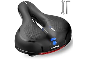 Gincleey Comfort Bike Seat for Women Men,Wide Bicycle Saddle Replacement Memory Foam Padded Soft Bike Cushion with Dual Shock Absorbing Universal Fit for Indoor/Outdoor Bikes with Reflect