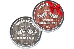 Viking Revolution Mustache Wax 2 Pack - Beard & Moustache Wax for Men - Strong Hold Helps Train Tame & Style (Citrus & Sandalwood, 2 pack)