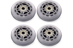 BENLIUDH Inline Skate Wheels with Bearings, 3 Inch Roller Blade Wheels 76mm Outdoor and Indoor Clear Wheel for Office Chairs, Luggage (4 Pack, Silver)