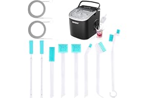 AKTEAM 10PC Ice Maker Cleaning Brush Set,Countertop Ice Maker Cleaner - 2Pcs 55in Long Tube&Pipe Brush Nylon Bristles with 8Pcs Crevice Cleaning Brush