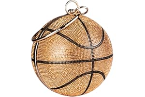 Gripit Women's Bling Basketball Purse with Diamond Accents Round Ball Crystal Bag Purse Wristlet Handbags Gold Clutch