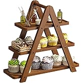 3 Tier Serving Tray Cupcake Stand and Towers Serving Tray for Party Food Tray Farmhouse Serving Platter Decorative Tray Decor Dessert Display Set Tiered Tray Stand (Brown)