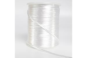 LUSTEMBER 2 mm x 330 Feet Satin Nylon Cord, Silky Smooth Nylon String for Jewelry Making Bracelet Necklaces Beading Thread Rattail Macrame Kumihimo Chinese Knot Craft