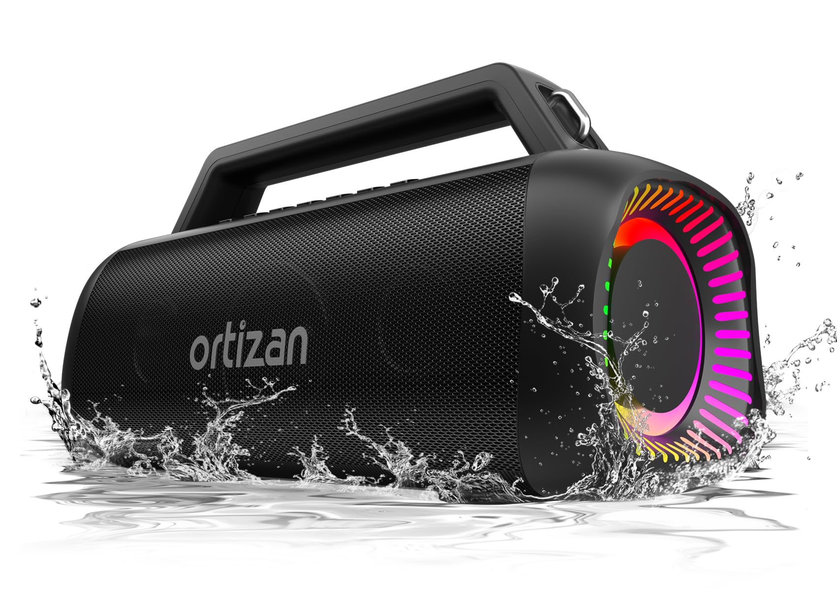Photo 1 of Ortizan Portable Bluetooth Speaker Loud, 80W Peak, Bass Up, 20H Playtime, IPX7 Waterproof, RGB Lights, Wireless Stereo Pairing, BT5.3, USB-C, Subwoofer Outdoor Speaker for Camping, Beach, Backyard